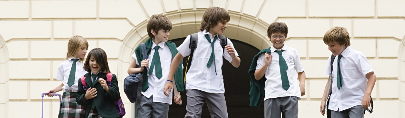 Group of children leaving school